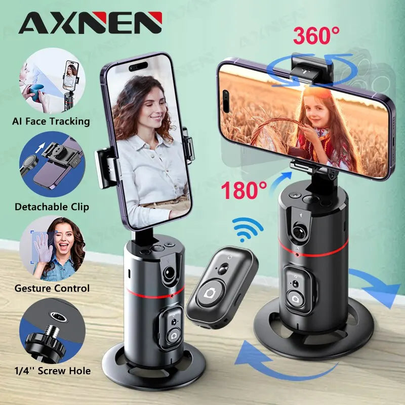 Axnen 2023 novo 360 rotação acompanhamento cardan estabilizador monopé desktop rastreamento cardan com controle remoto para tiktok fotografia ao vivo